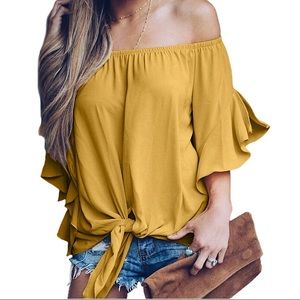 Womens Striped Off The Shoulder Tieknot blouse top